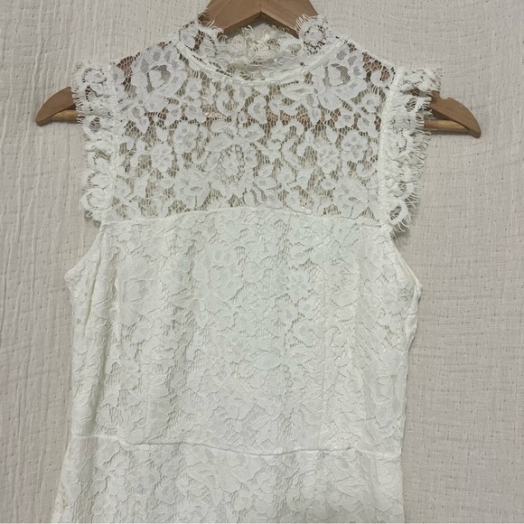 OFF-WHITE STORIA LACE OVERLAY HIGH NECK DRESS!! M Medium - Picture 6 of 11